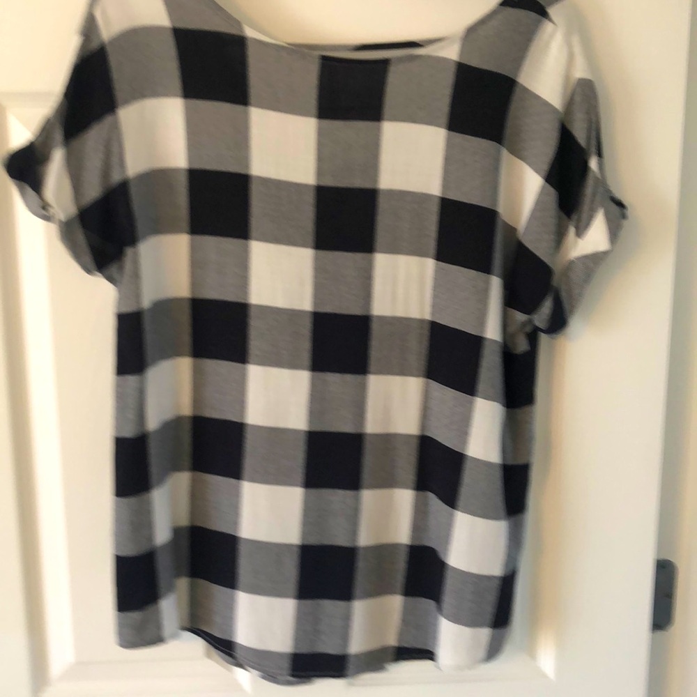 Rock and republic, black and white checked top size small